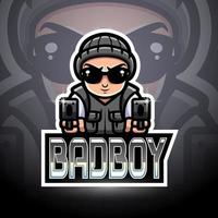 design de mascote do logotipo do bad boy esport vetor