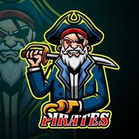 design de logotipo de esporte de esporte de mascote de piratas vetor