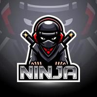 design de mascote do logotipo do ninja esport vetor