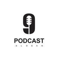 nove modelo de design de logotipo de podcast vetor