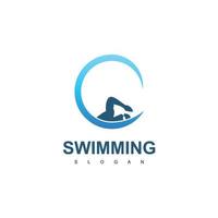 modelo de design de logotipo de natação vetor