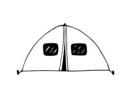 barraca de acampamento de doodle desenhada à mão. clipart vetorial. vetor