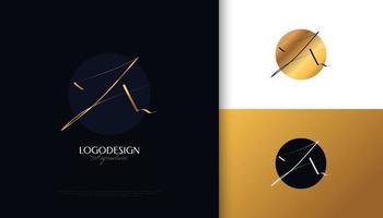 jx design de logotipo de assinatura inicial com estilo de caligrafia ouro elegante e minimalista. design de logotipo inicial j e x para identidade de marca de casamento, moda, joias, boutique e negócios vetor