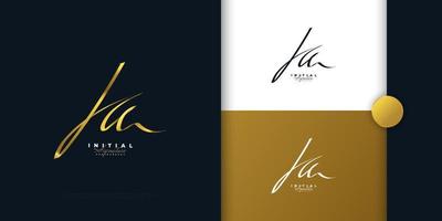 ka design de logotipo de assinatura inicial com estilo de caligrafia dourada elegante e minimalista. inicial k e um design de logotipo para identidade de marca de casamento, moda, joias, boutique e negócios vetor