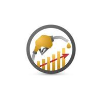 preços do gás ou do petróleo subindo. ilustração de combustível com gráfico crescente e seta. ícone de aumento de preço de combustível de gasolina vetor