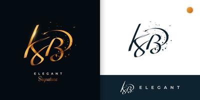 kb design de logotipo de assinatura inicial com estilo de caligrafia dourada elegante e minimalista. design de logotipo inicial k e b para identidade de marca de casamento, moda, joias, boutique e negócios vetor