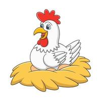 ilustração dos desenhos animados uma galinha que está incubando seus ovos que estão prontos para chocar em sua gaiola vetor