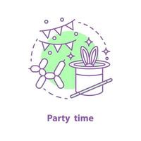 ícone do conceito de tempo de festa. ilustração de linha fina de ideia de festa de aniversário. celebração. desenho de contorno isolado de vetor