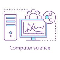 ícone do conceito de ciência da computação. e-learning. tecnologia digital e ciência. idéia de computação ilustração de linha fina. desenho de contorno isolado de vetor