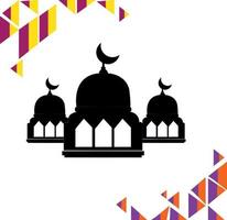 eid al fitr design islâmico com cor dourada, mesquita preta vetor