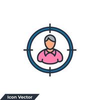 cabeça caça ícone logotipo ilustração vetorial. modelo de símbolo de pessoas-alvo para coleção de design gráfico e web vetor