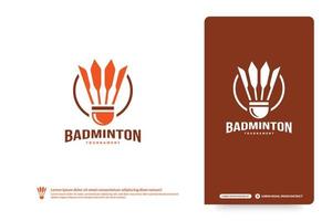 modelo de logotipo do clube de badminton, conceito de logotipo de torneios de badminton. identidade da equipe do clube isolada no fundo branco, ilustração vetorial de design de símbolo esportivo abstrato vetor