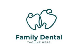 modelo de logotipo dental de família de linha mono moderno vetor