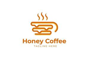 modelo de logotipo moderno de café de mel de linha mono vetor