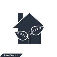 ilustração em vetor logotipo ícone casa verde. casa ecológica. modelo de símbolo de casa inteligente para coleção de design gráfico e web