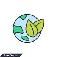 ilustração em vetor logotipo do ícone terra verde. ecologia, modelo de símbolo de proteção global da natureza para coleção de design gráfico e web