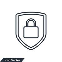 escudo e cadeado ícone logotipo ilustração vetorial. modelo de símbolo de segurança para coleção de design gráfico e web vetor