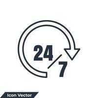 ilustração em vetor logotipo ícone disponibilidade. 24 7 horas modelo de símbolo de serviço para coleção de design gráfico e web