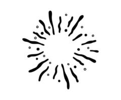 fogo de artifício desenhado à mão. explosão estelar. ícone de doodle sunburst. quadro de explosão desenhado à mão. brilhos definidos com linhas radiais. efeitos vintage de explosão. ilustração vetorial isolada no fundo branco. vetor