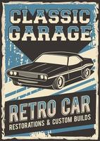 poster retro da garagem clássica vetor