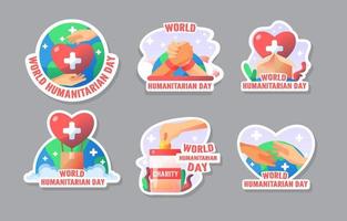 adesivos do dia mundial humanitário vetor