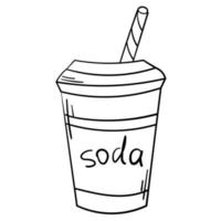 doodle adesivo um copo de bebida refrescante vetor