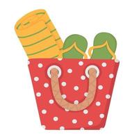 uma bolsa prática para ir à praia ou fazer compras. doodle clipart plano. todos os objetos são repintados. vetor