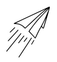 avião, sinal de avião de papel doodle e ícone. símbolo de e-mail desenhado à mão, símbolo de e-mail, conexão e comunicação. vetor, ilustração. vetor