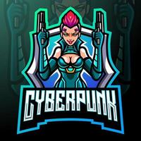mascote cyberpunk. design de logotipo esportivo vetor