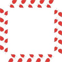moldura quadrada com folhas vermelhas horizontais sobre fundo branco. coroa isolada para seu projeto. vetor