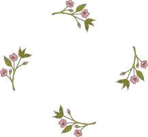 moldura quadrada feita de galhos de sakura. flores em fundo branco para seu projeto. vetor