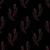 padrão perfeito com tulipas vermelhas requintadas em fundo preto para tecido, têxtil, roupas, cobertor, scrapbooking e outras coisas. imagem vetorial. vetor