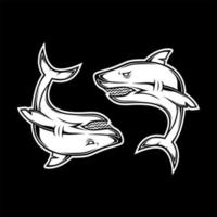 design de imagem vetorial de um tubarão preto. na sombra, logotipo ou símbolo vetor