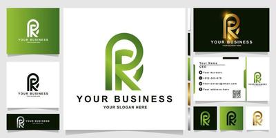 modelo de logotipo de monograma de letra minimalista rr ou rp com design de cartão de visita vetor