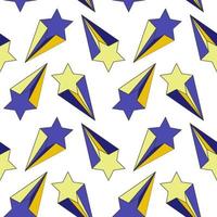 estrelas cadentes padrão amarelo azul sem costura para crianças festa em casa design têxtil ilustração vetorial estrela com cauda vetor