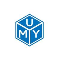 design de logotipo de carta umy em fundo preto. umy conceito de logotipo de letra de iniciais criativas. umy design de letras. vetor