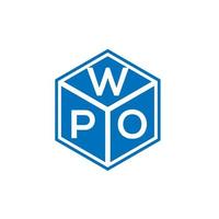 design de logotipo de carta wpo em fundo preto. conceito de logotipo de letra de iniciais criativas wpo. design de letra wpo. vetor
