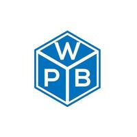 design de logotipo de carta wpb em fundo preto. conceito de logotipo de carta de iniciais criativas wpb. design de letra wpb. vetor