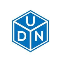 design de logotipo de carta udn em fundo preto. conceito de logotipo de letra de iniciais criativas udn. design de letra udn. vetor