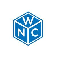 design de logotipo de carta wnc em fundo preto. conceito de logotipo de letra de iniciais criativas wnc. design de letra wnc. vetor