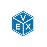 design de logotipo de carta vex em fundo preto. conceito de logotipo de letra de iniciais criativas vex. design de letra vex. vetor