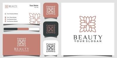 inspiração de design de logotipo de ornamento floral elegante minimalista com estilo de arte de linha. cosméticos, spa, logotipo de vetor boutique de decoração de salão de beleza. ícone e cartão de visita