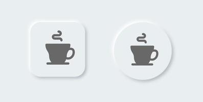 ícone sólido de xícara de café no estilo de design neomórfico. ilustração vetorial de sinais de bebida quente. vetor