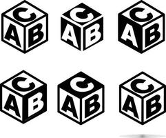 bloco abc canta em fundo branco. estilo plano. ícone de cubos abc para o design do seu site, logotipo, aplicativo, interface do usuário. símbolo do bloco abc. vetor