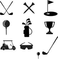 ícone de golfe em fundo branco. estilo plano. símbolo de golfe e equipamentos. sinal de golfe. vetor