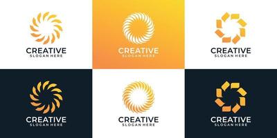conjunto de conceito de design de logotipo espiral criativo moderno vetor