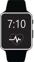 ícone de smartwatch em fundo branco. estilo plano. sinal de smartwatch. ícone de relógio inteligente com símbolo de aplicativo de relógio e batimento cardíaco. vetor