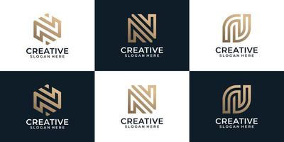 coleção de design de logotipo de letra n de luxo elegante criativa vetor