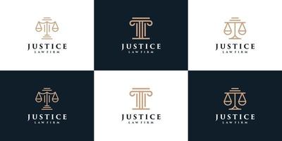 mínimo monograma justiça elementos do logotipo do escritório de advocacia símbolo legal vetor