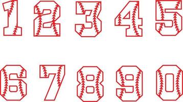 fonte de estilo esportivo. números de beisebol em fundo branco. sinal de números de esporte.